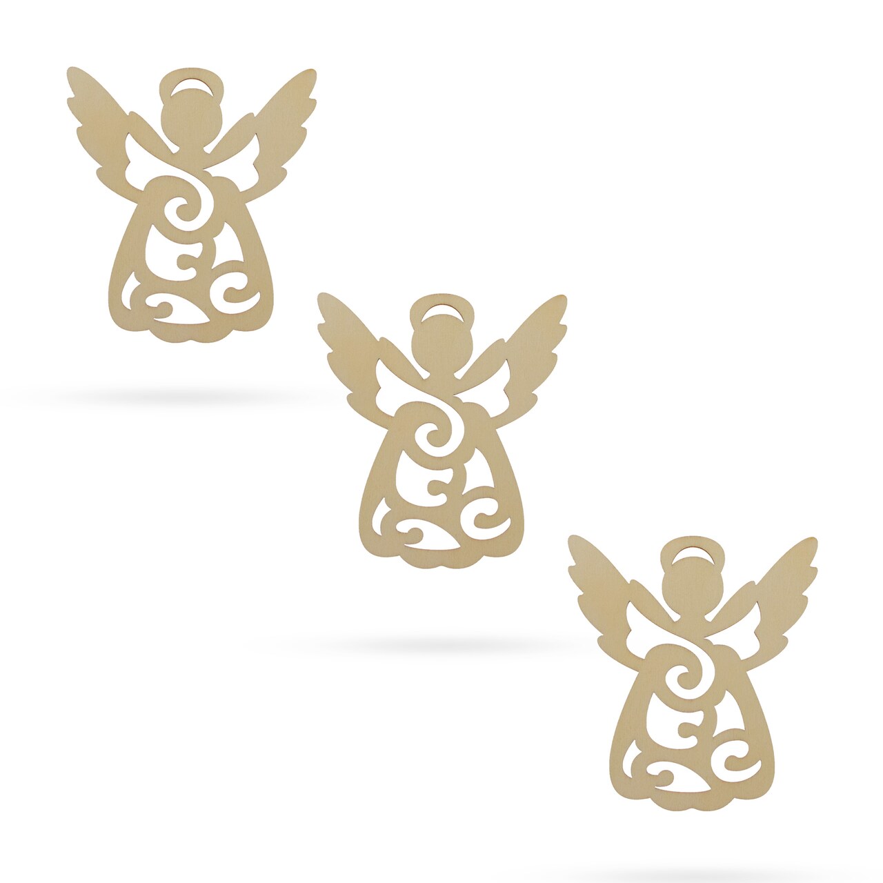 3 Angels Unfinished Wooden Shapes Craft Cutouts DIY 3D Plaques 4 Inches
